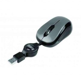 Mouse Optico Perfect Choice, Alambrico USB Retractil -Gris - Envío Gratuito