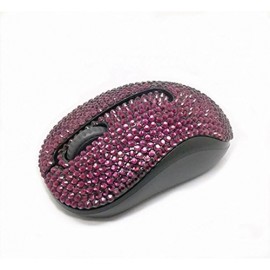2.4G Wireless Mobile Optical Mouse Hepix Purple Crystal Bling Rhinestone Covered Usb Nano Receiver For Notebook - Envío Gratuito