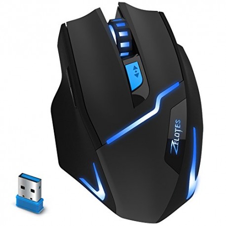 2.4G Wirelss Gaming Mouse, Zelotes Wireless Mouses Gaming with USB Receiver, 3 Adjustable DPI Levels Gaming - Envío Gratuito