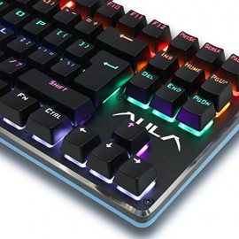 AULA LED Backlit Wired Mechanical Gaming Keyboard with Blue Switches(Black) - Envío Gratuito