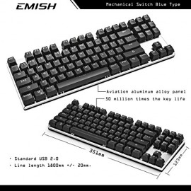 Backlit Mechanical Keyboard with Blue Switches, Wired Anti-Ghosting Alloy Panel Gaming Keyboard with USB Interface, Black - Enví