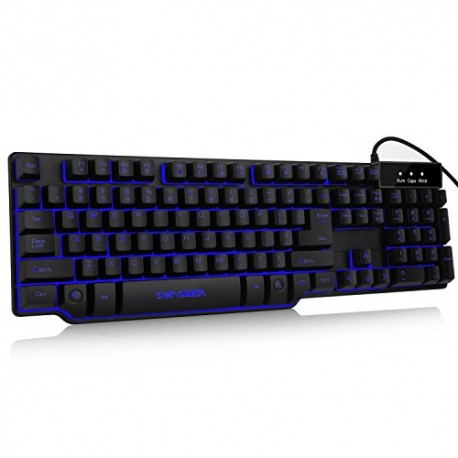 DBPOWER DS-801L USB Wired 3 Colors LED Backlit Gaming Keyboard,Illuminated Computer Keyboard for PC/Laptop/Desktop/Computer - En